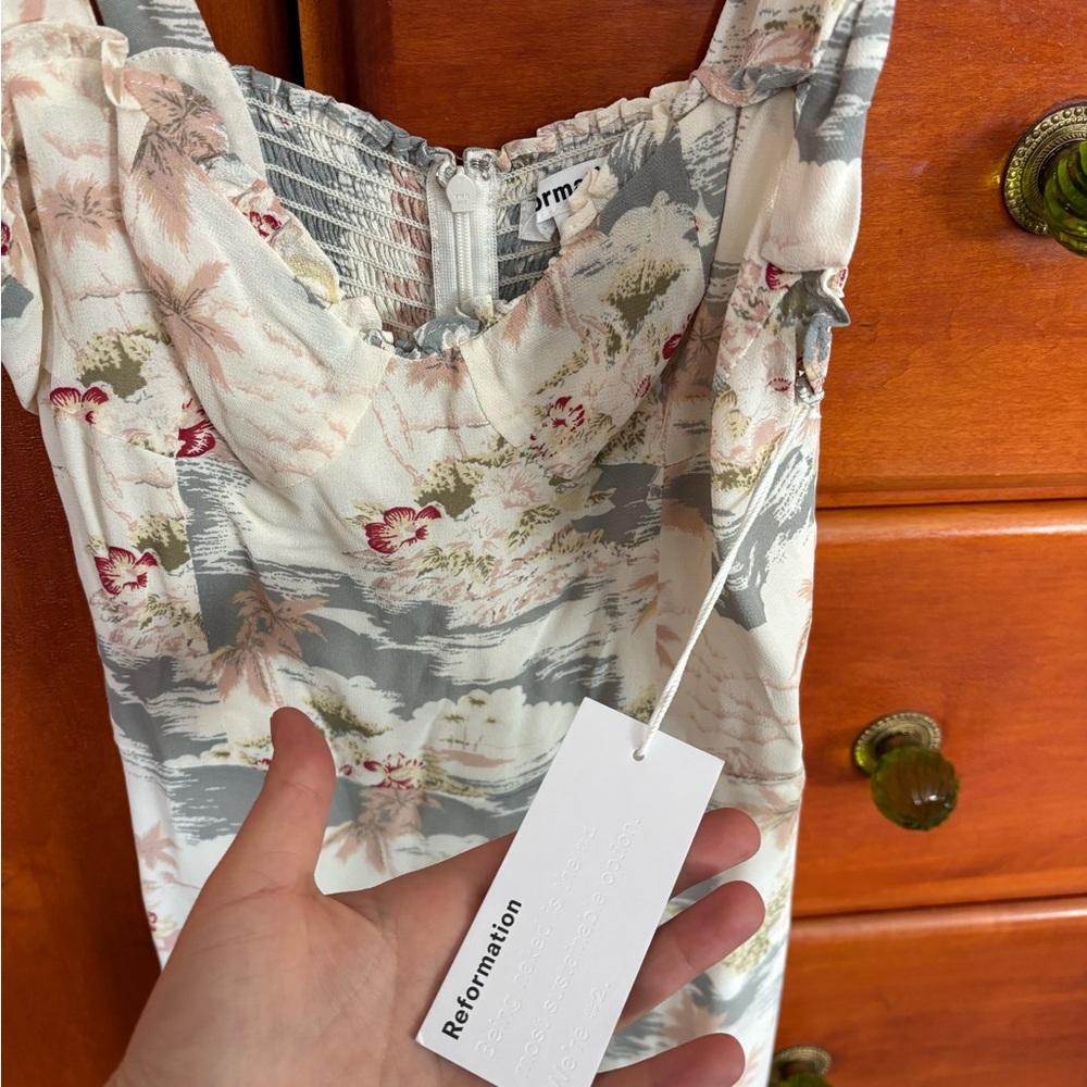 Reformation Floral Print Dress with Ruffle Straps - Picture 3 of 4